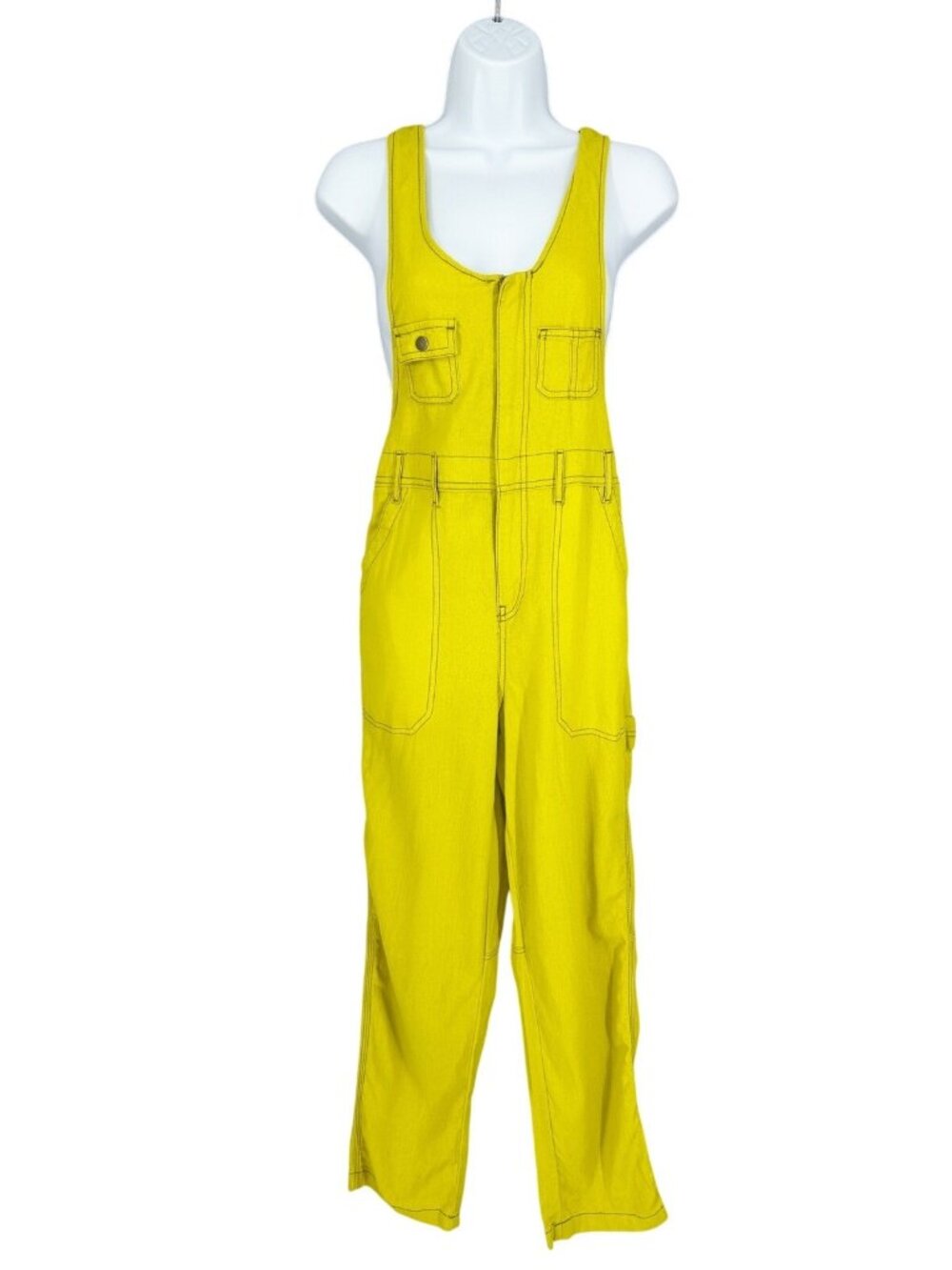 Urban Outfitters Linen Blend Yellow Utility Zip Overalls Size S-P